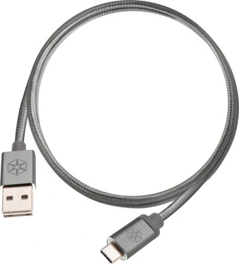 USB kabelis SilverStone USB-A - USB-C 1 m Pilkas (52028)