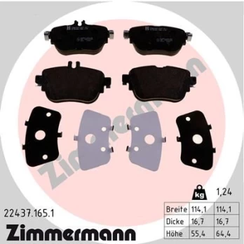 Stabdžių trinkelių rinkinys, diskinis stabdys ZIMMERMANN 22437.165.1