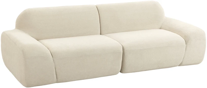 Trivietė sofa, berėmė, kreminės baltos spalvos, 244 × 95 × 70 cm