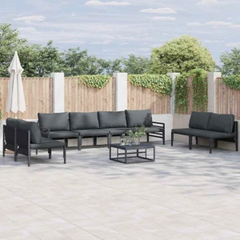 Sodo Sofų Rinkinys 8 pcs Antracito Plienas