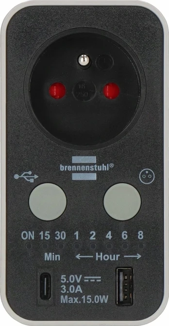 Brennenstuhl Programator czasowy (gniazdo) 16A su USB-A i USB-C 3A 1506181