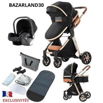 Vežimėlis, 3 in 1, juodas