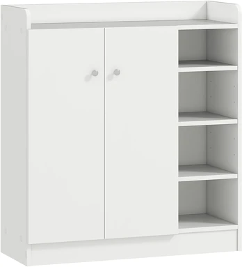 Aosom Batų spintelė, 4 lentynos, 1 spintelė, balta, 83 x 30 x 90 cm