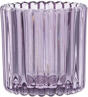 �WIECZNIK SZKLANY 8,5X8,5X9 CM KOL. Violetinis