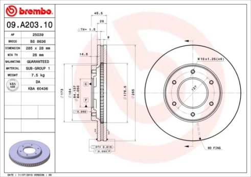 Stabdžių diskas BREMBO 09.A203.10