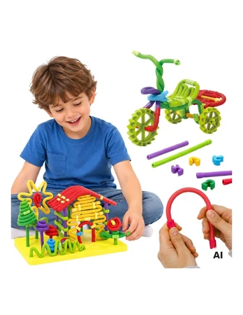 WOOPIE 3D Construction Sets 160 pcs Blocks Sticks Creative For Kids Straws Sticks