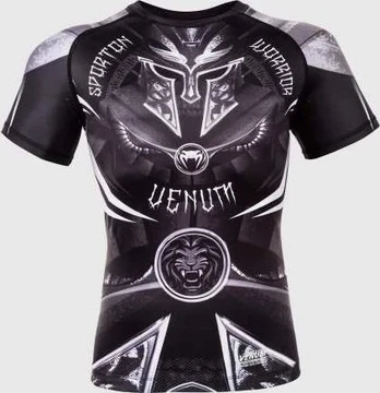 Venum Gladiator 3.0 Rashguard - Juodas/Baltas - Short Sleeves