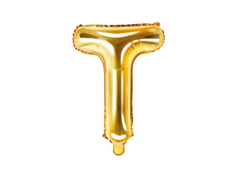 Folinis balionas Raidė "T" 35 cm, auksinis