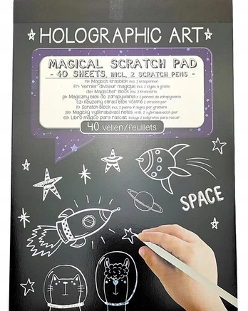 HOLOGRAPHIC Magiškas įbrėžimų bloknotas A5 įbrėžimų blokas