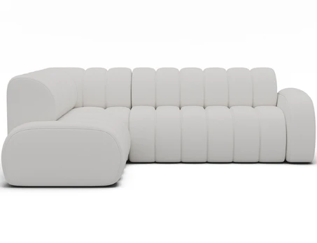 Villeo corner sofa with sleeping function and extendable seat, white velvet, left-hand, Modern, White