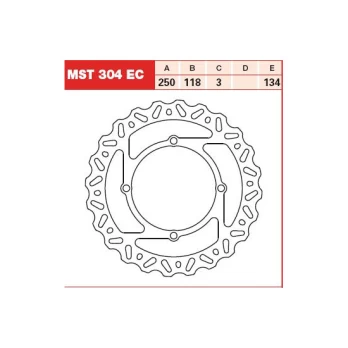 Stabdžių diskas MST304EC Priekis fiksuotas TRW 250/118/3mm/134mm
