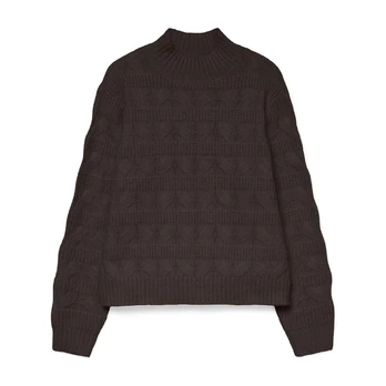 Megztinis su kaklu moterims, Ruda, Virgo highneck pullover
