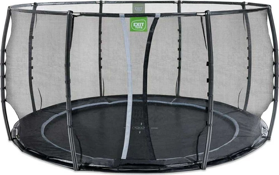 EXIT Dynamic ground level trampoline ø427cm with safety net - juodas