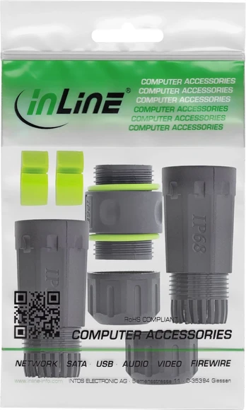InLine USB-C kabelio jungtis IP68 2x USB-C lizdas ekranuotas M20