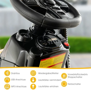Promotion 12V vaikų elektrinis traktorius su priekaba geltonas