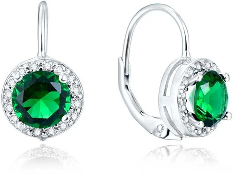Beneto Sidabrinis earrings with žalias crystals AGUC1157