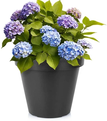 Juodas apvalus plastikinis gėlių vazonas 39 cm - Sodo vazonas