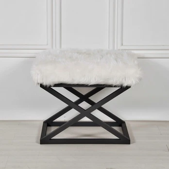 Pouffe Capraz Plush - Black, White