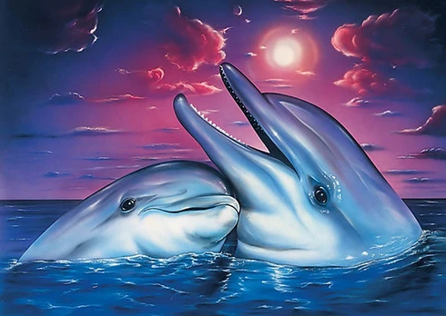Deimantinis paveikslas Dolphins WD223 38*27 cm