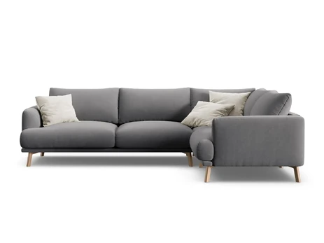 Velvet Right Corner Sofa, "Naomi", 4 Seats, 280x195x75, Grey