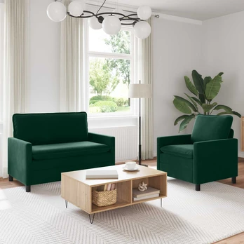 Sofa Sofos komplektas 2 pcs Tamsiai žalia Aksomas