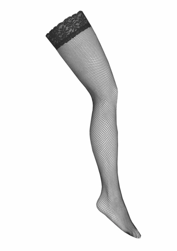 Fishnet Hold Ups H004 with Lace Band and Silicone Grip