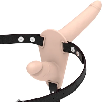 Fetish Submissive Adjustable Double Attachment Harness, Flesh, Silicone