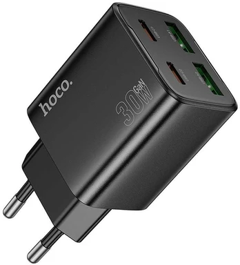 HOCO charger 2 x Type C + 2 x USB A PD QC3.0 3A 20W N56 juodas