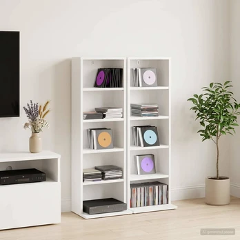 CD spinta 2 vnt. Balta 33 x 23,5 x 97,5 cm Apdirbta mediena