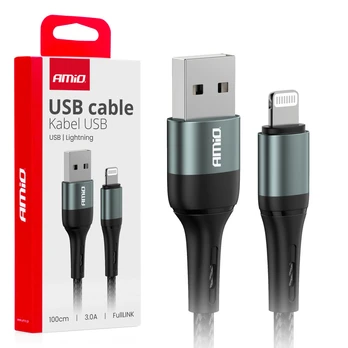 USB-A - LIGHTNING iPhone 3A įkrovimo laidas 100 cm FullLINK AMIO-03913