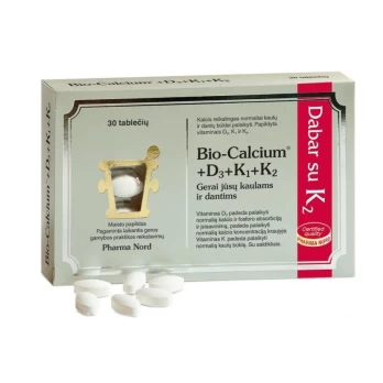 Maisto papildas Bio-Calcium + D3 + K, 30 tablečių