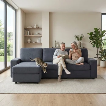 Kampinė sofa, 4 dėžės, 245,5 cm, kairė/dešinė