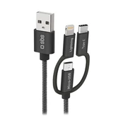 SBS USB / Micro USB, USB-C, Lightning, juodas - USB laidas kaina