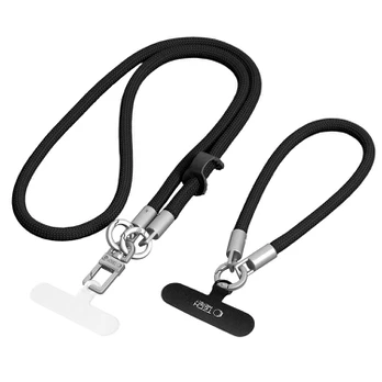 Juodas dirželis telefonui "Tech-Protect C10S Rope Crossbody & Wrist"