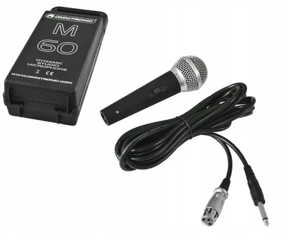 Omnitronic M-60 Dinaminis mikrofonas su jungikliu, dėklu ir laidu
