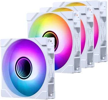 PHANTEKS "4-Pack" 1x M25 Gen2 PWM D-RGB Fan & 3-Pack Reverse Blade Fans, 120mm - Baltas