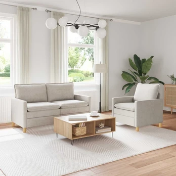 Sofa Sofos komplektas 2 pcs Kreminė Poliesteris