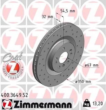 Stabdžių diskas ZIMMERMANN 400.3649.52