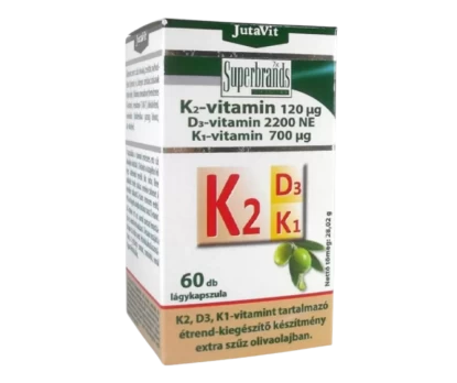 JutaVit Vitaminai K2 + D3 + K1, 60 kapsulių