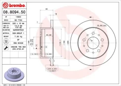 BREMBO 08.8094.50 Brake Disc kaina