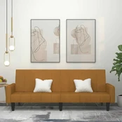 Dvivietė sofa-lova, rudos spalvos, aksomas kaina
