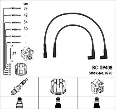 NGK 0778 Uždegimo laido komplektas