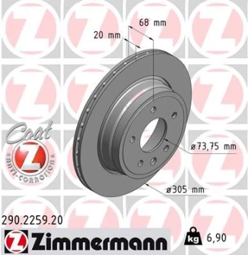 Stabdžių diskas ZIMMERMANN 290.2259.20