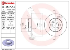 Stabdžių diskas BREMBO 08.3147.14 kaina