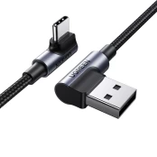 Ugreen 90° angled cable USB C - USB 2.0 480Mbps 3A 3m black (US176) kaina