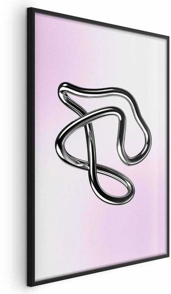Artgeist Plakatas - Sidabrinis Intricacies - fluid metallic figure on a gradient background