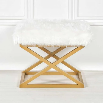 Pouffe Capraz Plush - Gold, Baltas