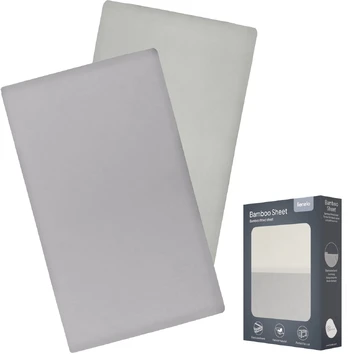 LIONELO paklodės su guma BAMBOO SHEET, 118x60 cm., 2 vnt., White/Grey