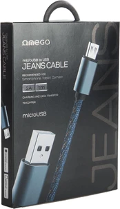 Omega cable microUSB Jeans 1m, blue (44200) kaina