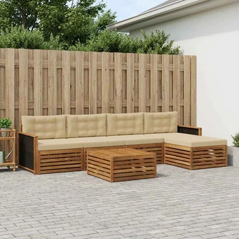 Lauko sofos komplektas 6 pcs Natūralus ir bežinis